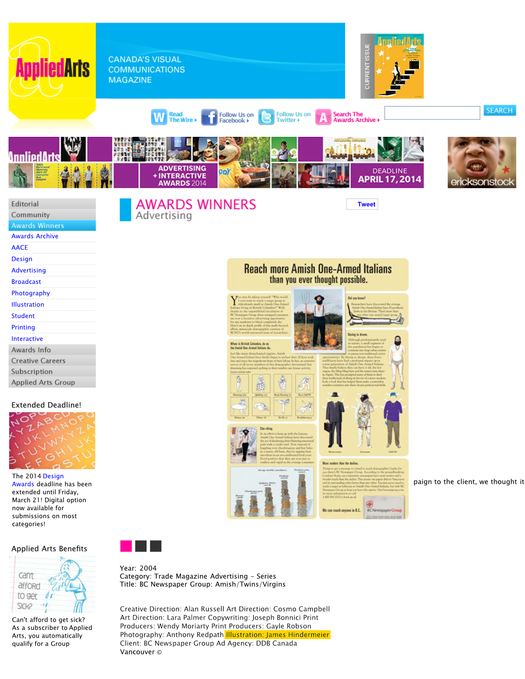 Applied Arts Magazine - Newspaper Group Award