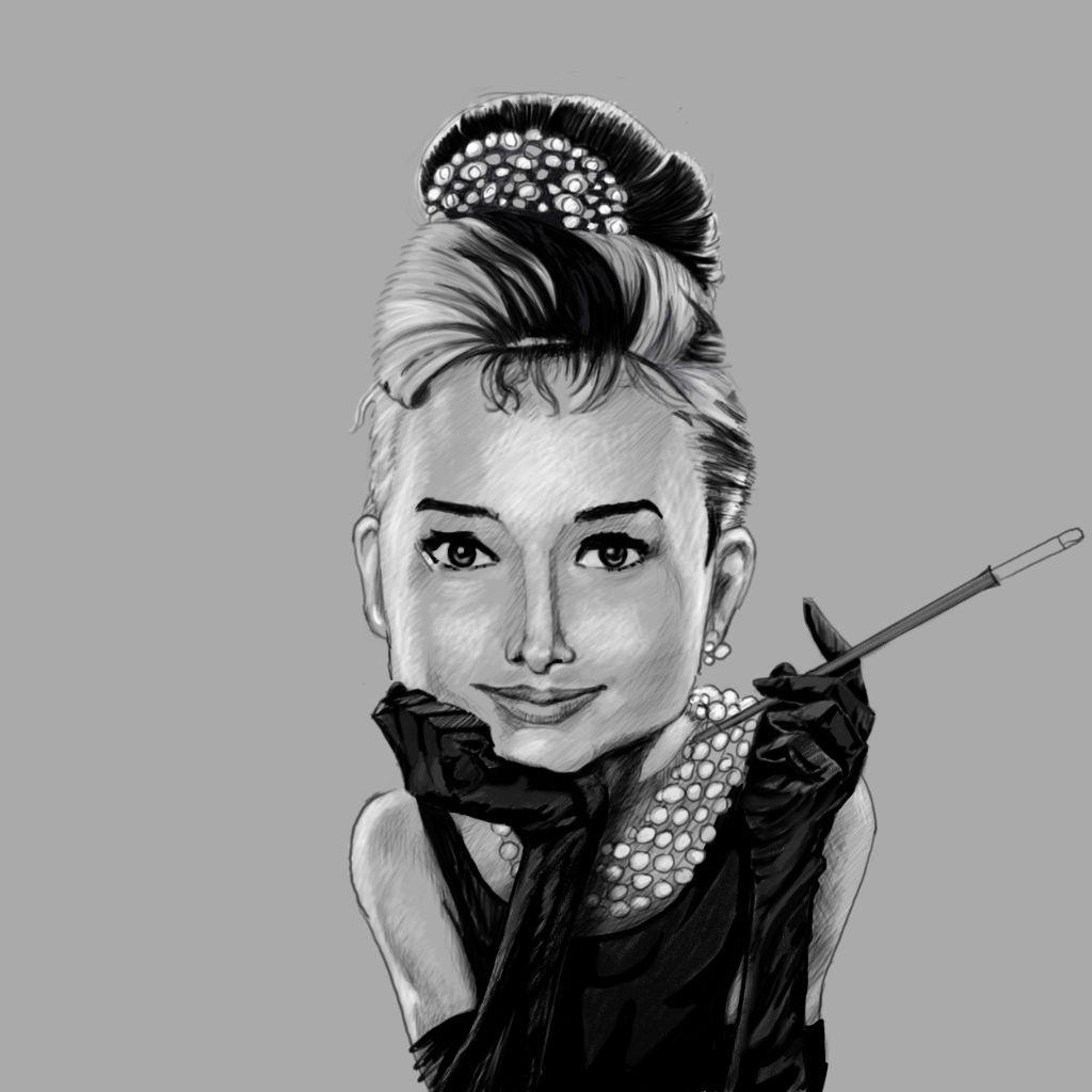 Audry Hepburn B&W Characature
