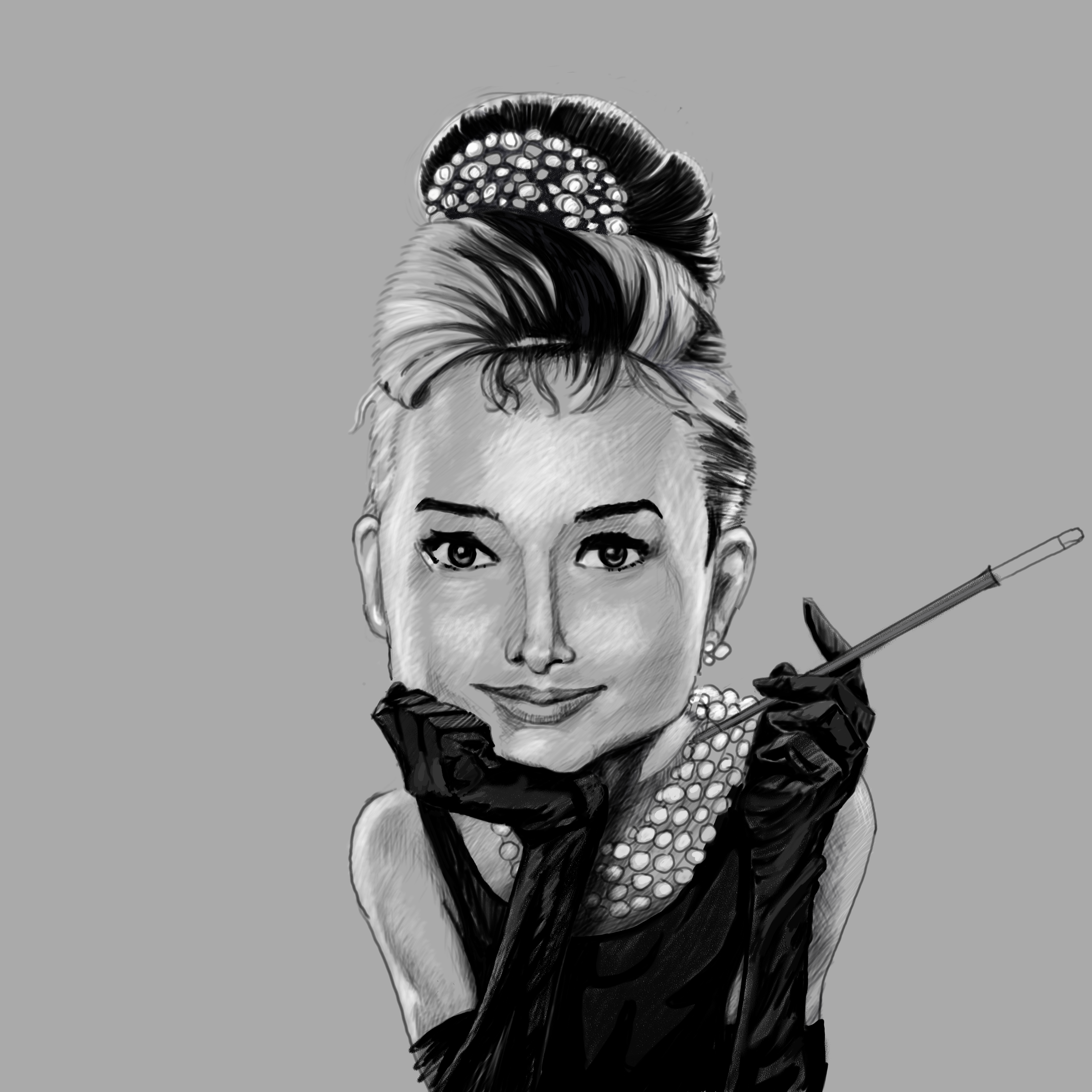 Audry Hepburn B&W Characature